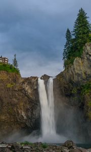 Preview wallpaper rock, waterfall, splashes, stones