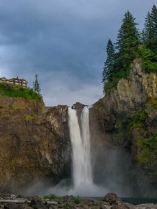 Preview wallpaper rock, waterfall, splashes, stones