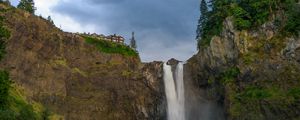Preview wallpaper rock, waterfall, splashes, stones