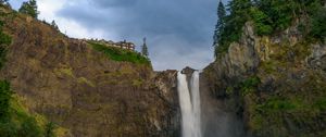 Preview wallpaper rock, waterfall, splashes, stones