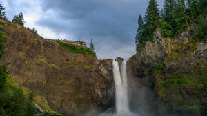 Preview wallpaper rock, waterfall, splashes, stones