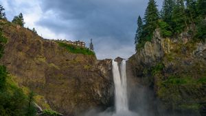Preview wallpaper rock, waterfall, splashes, stones
