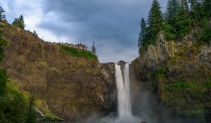 Preview wallpaper rock, waterfall, splashes, stones