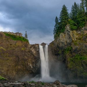 Preview wallpaper rock, waterfall, splashes, stones