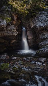 Preview wallpaper rock, waterfall, stones, water