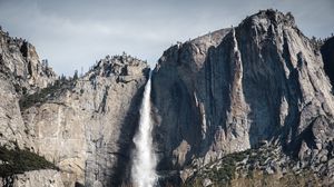 Preview wallpaper rock, waterfall, water, nature, landscape