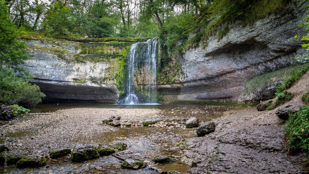 Wallpaper rock, waterfall, water, spray, nature, landscape