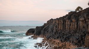 Preview wallpaper rock, waves, stones, horizon, sea