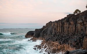 Preview wallpaper rock, waves, stones, horizon, sea