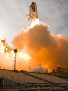 Preview wallpaper rocket, flying, sky, smoke