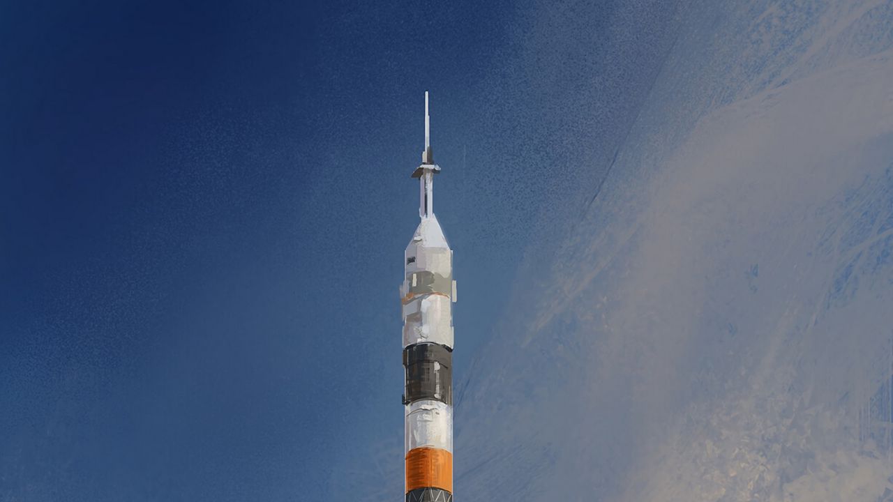 Wallpaper rocket, launch, space, smoke, art