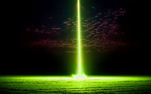 Preview wallpaper rocket, light, beam, green, night