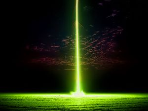 Preview wallpaper rocket, light, beam, green, night