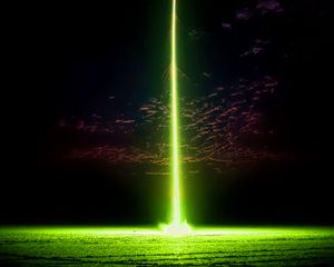 Preview wallpaper rocket, light, beam, green, night