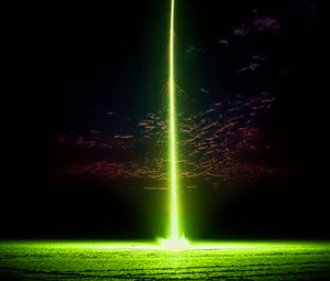 Preview wallpaper rocket, light, beam, green, night