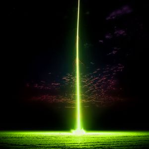 Preview wallpaper rocket, light, beam, green, night