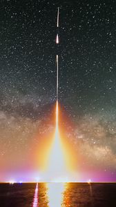 Preview wallpaper rocket, light, sky