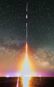 Preview wallpaper rocket, light, sky