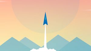 Preview wallpaper rocket, mountains, sun, vector, art