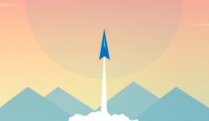 Preview wallpaper rocket, mountains, sun, vector, art
