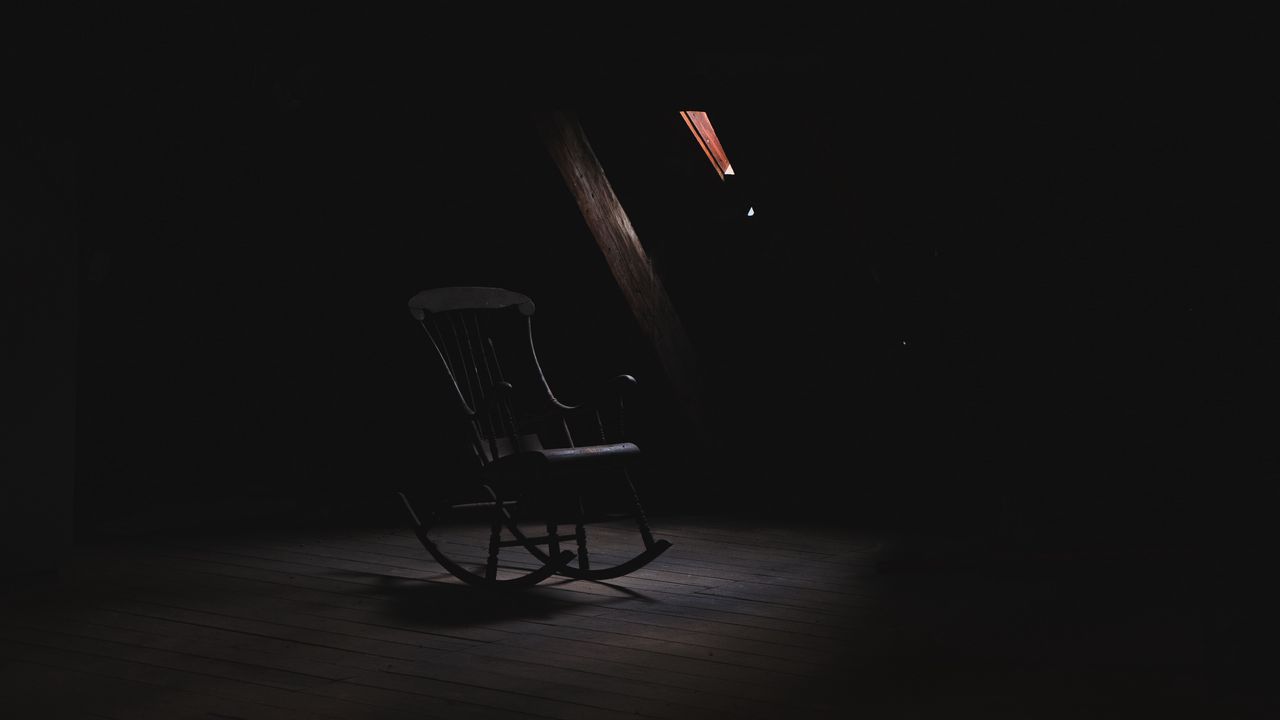 Wallpaper rocking chair, loft, dark, creepy