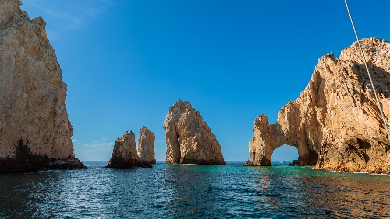 Wallpaper rocks, arch, sea, nature, landscape, sky