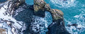 Preview wallpaper rocks, arch, sea, stones, aerial view, nature