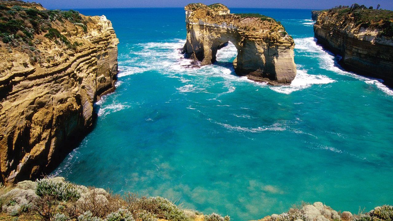 Wallpaper rocks, arches, coast, australia, blue water