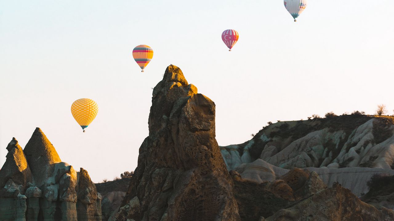 Wallpaper rocks, balloons, stony, sky