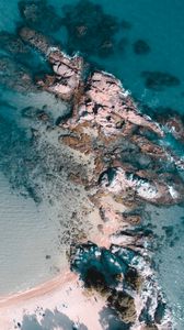 Preview wallpaper rocks, beach, sand, coast, aerial view