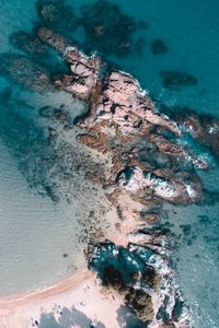 Preview wallpaper rocks, beach, sand, coast, aerial view