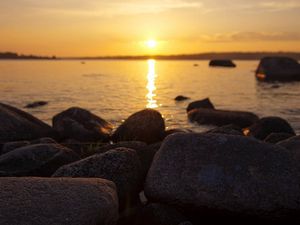 Preview wallpaper rocks, beach, sea, sky