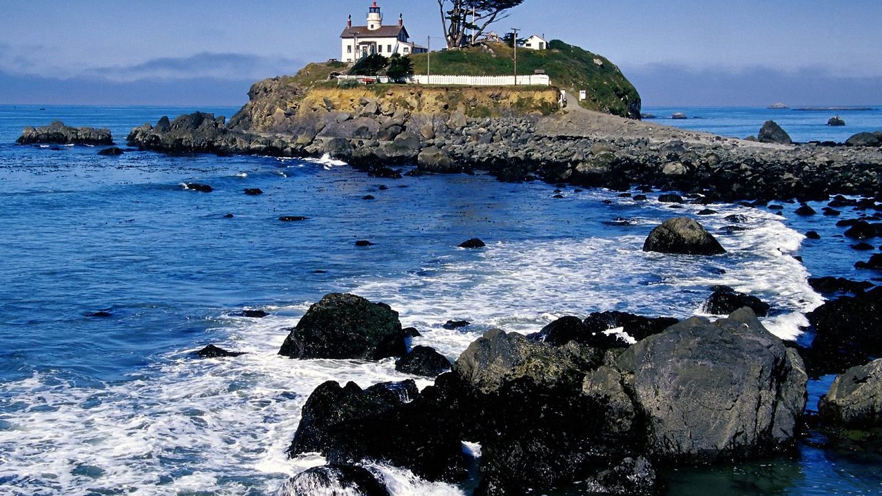 Wallpaper rocks, beacon, california, silent ocean, water, stones