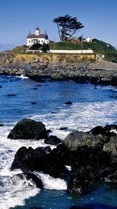 Preview wallpaper rocks, beacon, california, silent ocean, water, stones