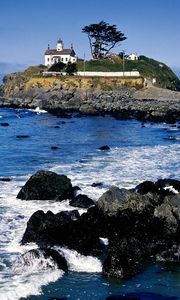 Preview wallpaper rocks, beacon, california, silent ocean, water, stones