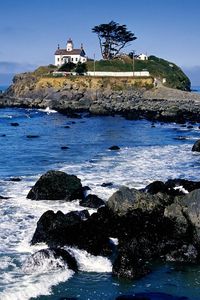 Preview wallpaper rocks, beacon, california, silent ocean, water, stones