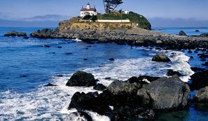 Preview wallpaper rocks, beacon, california, silent ocean, water, stones