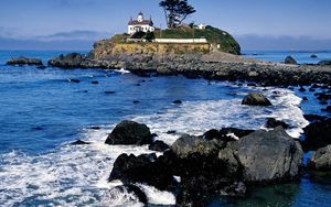 Preview wallpaper rocks, beacon, california, silent ocean, water, stones