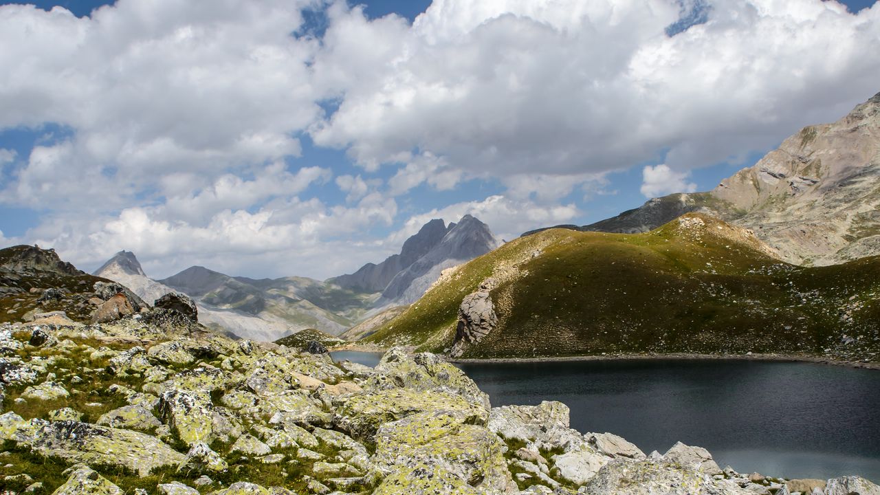 Wallpaper rocks, blocks, lake, mountains