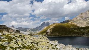 Preview wallpaper rocks, blocks, lake, mountains