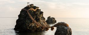 Preview wallpaper rocks, bridge, sea, water, waves, landscape