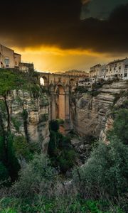 Preview wallpaper rocks, buildings, architecture, cliff, city