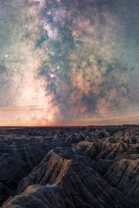 Preview wallpaper rocks, canyon, relief, stars, sky, night, landscape