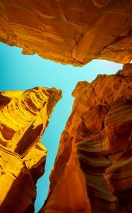 Preview wallpaper rocks, canyon, relief, shadows, bottom view