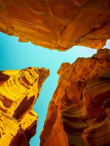 Preview wallpaper rocks, canyon, relief, shadows, bottom view