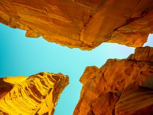 Preview wallpaper rocks, canyon, relief, shadows, bottom view