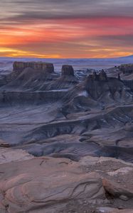 Preview wallpaper rocks, canyon, relief, nature, sunrise