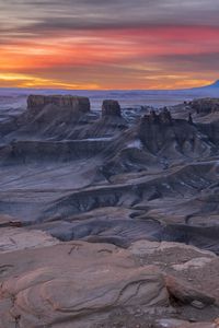 Preview wallpaper rocks, canyon, relief, nature, sunrise