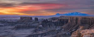 Preview wallpaper rocks, canyon, relief, nature, sunrise