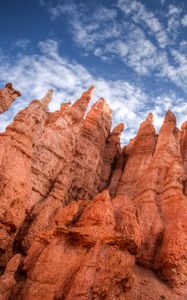 Preview wallpaper rocks, canyon, sky, clouds, nature, bottom view